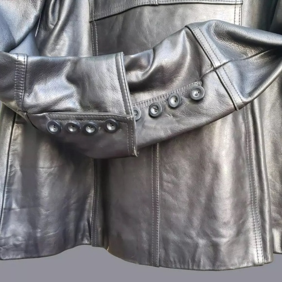 Guess Black Genuine Leather Double Breasted Jacket - Picture 16 of 16